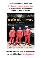 24 mars, Crépy-en-Valois - Projection du film « De mémoires d'ouvriers » suivie d'un débat « Et si les salariés avaient le pouvoir de décision ? »
