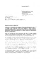 Lettre du Comité de défense de Merck-Éragny au Président de la République - 4 juin 2012
