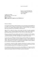 Lettre du Comité de défense de Merck-Éragny au Ministre du redressement productif - 4 juin 2012