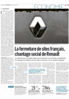 20121114-Libération-La fermeture de sites français, chantage social de Renault