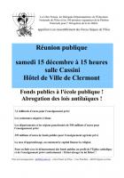 15 décembre, Clermont - Libre Pensée & DDEN-Réunion publique pour la défense de l'école publique