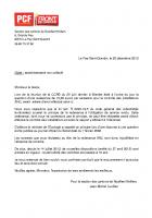 Courrier concernant la redevance pour le contrôle des assainissements non collectifs - Communauté de communes rurales du Beauvaisis, 28 décembre 2012