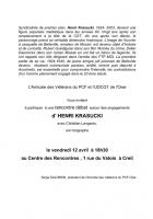 Conférence-débat autour de la biographie d'Henri Krasucki-Invitation - Creil, 12 avril 2013