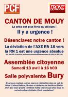 13 avril, Bury - Assemblée citoyenne sur le désenclavement du canton de Mouy