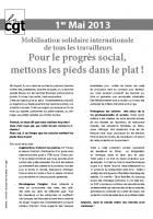 Communiqué de la CGT appelant la mobilisation solidaire internationale de tous les travailleurs - 1er mai 2013