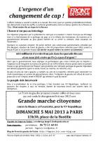 Tract Front de gauche appelant à participer à la grande marche citoyenne pour la VIe République - Crépy-en-Valois, 23 avril 2013