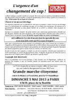 Tract Front de gauche appelant à participer à la grande marche citoyenne pour la VIe République - Saint-Maximin, 23 avril 2013
