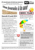 Tract pour la journée à la mer 2013-Version Clermont - Berck-Plage, 24 août 2013