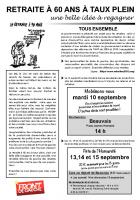 Tract Front de gauche annonçant la manifestation du 10 septembre et la Fête de l'Humanité - Beauvais, 30 août 2013
