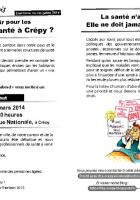 Tract de campagne de la liste « L'humain d'abord » annonçant la réunion publique « Quel avenir pour les services de santé ? » du 11 mars - Crépy-en-Valois, 7 mars 2014