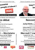 Tract annonçant la rencontre-débat avec Jacky Hénin le 7 mai à Montataire - 29 avril 2014