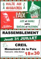 31 juillet, Creil - Rassemblement pour la Paix en Palestine (et en tout lieu)