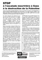 Tract « Stop à l'escalade meurtrière à Gaza et à la destruction de la Palestine » - Sections PCF de Beauvais et Noailles-Nivillers, 2 août 2014