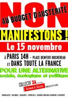 Manifestation unitaire « Construisons l'alternative à l'austérité »-Collectif 3A-Affiche - Paris, 15 novembre 2014