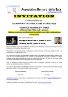 Espace Marx Oise-Conférence-débat « Les rapports du syndicalisme à la politique », avec Philippe Martinez et Thierry Aury-Invitation - 28 novembre 2014