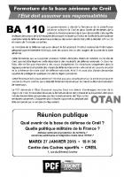 Tract « Réunion publique BA 110-Défense nationale-OTAN » - PCF Oise, 27 janvier 2015