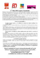 Tract unitaire « 1er mai 2015 contre l'austérité »- CGT-FO-FSU-Solidaires Oise, 1er mai 2015