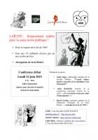 Libre Pensée 60-Affiche de la conférence publique « Laïcité : financement public pour la seule école publique » - Nogent-sur-Oise, 22 juin 2015