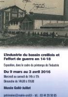 Du 9 mars au 3 avril, Creil - Printemps de l'industrie-Exposition « L'industrie du Bassin creillois et l'effort de guerre en 14-18 »