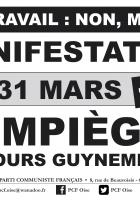 Affichettes « Manifestations le 31 mars contre le projet de loi El Khomri » - Beauvais, Compiègne, Creil, 26 mars 2016