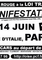 Affichette « Manifestation nationale du 14 juin » - PCF Oise, 8 juin 2016
