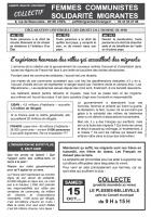 Tract « Collecte au Plessis-Belleville » - Collectif Femmes Communistes Solidarité Migrantes, 6 octobre 2016