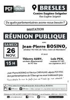Affiche et flyer « Réunion publique avec Jean-Pierre Bosino : de quels parlementaires avons-nous besoin ? » - Sections PCF de Bresles et Mouy, 26 novembre 2016