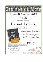 4 mars, Rémy - Graines de Mots-Rencontre-causerie « Panaït Istrati »