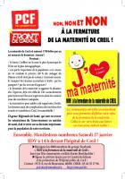 Flyer « Non, non et non à la fermeture de la maternité de Creil ! » - PCF Oise, 12 janvier 2018