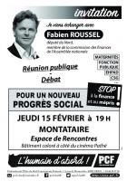 Affichette « Réunion publique-débat avec Fabien Roussel » - PCF Oise, 15 février 2018