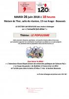 26 juin, Beauvais - LDH-Échanges sur le thème du populisme