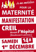 Affiche « Manifestation pour le maintien de la maternité de Creil » - Creil, 1er décembre 2018