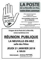 31 janvier, La Neuville-en-Hez - Réunion publique « Touchez pas à notre Poste »