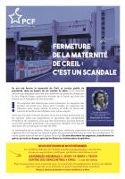 Tract « Fermeture de la maternité de Creil, c'est un scandale » - PCF Oise, 6 mars 2019