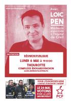 Flyer « Européennes 2019 - Réunion publique avec Loïc Pen » - PCF Ribécourt-Noyon, 6 mai 2019