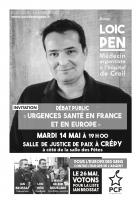 Flyer « Européennes 2019 - Réunion publique avec Loïc Pen » - PCF Valois, 14 mai 2019