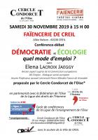 30 novembre, Creil - Cercle Condorcet- Conférence-débat « Démocratie et écologie, quel mode d'emploi ? », avec Elena Lacroix Jaeggy