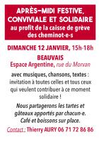 12 janvier, Beauvais - Après-midi festive, conviviale et solidaire au profit de la caisse de grève des cheminot·e·s