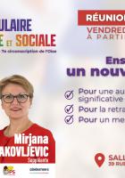 Flyer Nupes « Réunion publique avec Loïc Pen et Mirjana Jakovljevic à Creil » - 7e circonscription de l'Oise, 27 mai 2022
