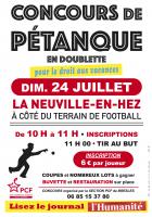 Affichette « Concours de pétanque à La Neuville-en-Hez, pour le droit aux vacances » - PCF Bresles, 24 juillet 2022