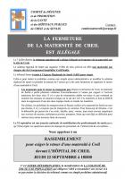 Tract « La fermeture de la maternité de Creil est illégale ! Rassemblement pour exiger le retour d'une maternité le 22 septembre » - Comité de défense, 14 septembre 2022