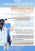 Tract « Urgence vitale ! Défendons notre maternité et notre hôpital : rejoignez-nous devant l'hôpital de Creil » - Comité de défense, 7 janvier 2023 