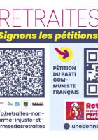 Papillon « Retraites : signons les pétitions & restons informé·e·s » - PCF Oise, 3 février 2023