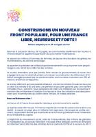 39e congrès du PCF - Motion « Construisons un nouveau Front populaire, pour une France libre, heureuse et forte !