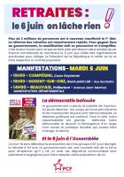 Flyer « Retraites : le 6 juin on lâche rien » - PCF Oise, 1er juin 2023