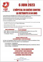Tract « Le 6 juin, l'hôpital en grève contre la retraite à 64 ans » - CGT CHI Clermont, 6 juin 2023