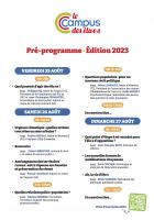 Pré-programme de l'édition 2023 du Campus des élu·e·s - Cidefe, 24 juillet 2023