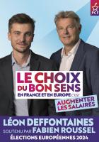 4 pages « Le choix du bon sens en France et en Europe, c'est augmenter les salaires, avec Léon Deffontaines, soutenu par Fabien Roussel » - Élections européennes 2024, 15 septembre 2023