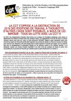 Tract « Non à la destruction dde 20% des positions de travail » - Section de Compiègne de la CGT FAPT Oise, 13 octobre 2023