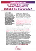 Flyer « Israël-Palestine : la France doit s'engager concrètement pour un cessez-le-feu à Gaza » - PCF, 11 janvier 2024